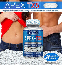 Load image into Gallery viewer, APEX-TX5 Weight Management Dietary Supplement 120 White Blue Red Speck Tablets Made in the USA Highest Professional Quality