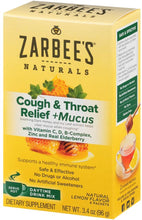 Load image into Gallery viewer, Zarbee's Naturals Cough &amp; Throat Relief + Mucus Daytime Drink Mix with Dark Honey, Natural Lemon Flavor, 6 Packets