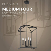 Load image into Gallery viewer, Sea Gull Lighting 5115004-839 Perryton Medium Four-Light Hall/Foyer Hanging Modern Fixture, Blacksmith Finish
