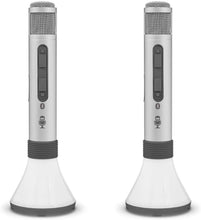 Load image into Gallery viewer, Singing Machine 2-Pk. Duet Karaoke Microphones with Portable Bluetooth Speaker