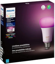 Load image into Gallery viewer, Philips Hue MAIN-54158 White &amp; Color Ambiance LED Starter Kit-3 Multicolor A19 Bulbs, Bridge and Hue Dimmer Switch (Gen 3-Richer Colors), Multi