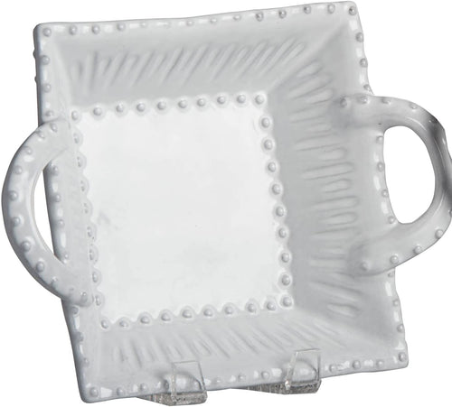 Abigails Ceramic Charlot Square Serving Bowl, White, Small/8