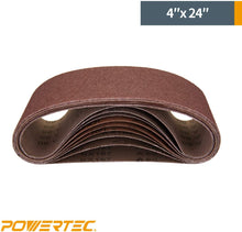 Load image into Gallery viewer, POWERTEC 110080 4-Inch x 24-Inch Aluminum Oxide Sanding Belt, 10-Pack