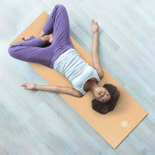 Load image into Gallery viewer, Life Energy 5 mm EkoSmart Cork Yoga Mat with Yoga Strap