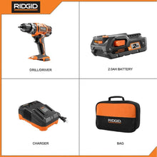 Load image into Gallery viewer, Ridge Tool Ridgid R8600521K 18-Volt Lithium-Ion Cordless 2-Speed 1/2 in. Compact Drill/Driver Kit with 2 Ah Battery, Charger, and Tool Bag