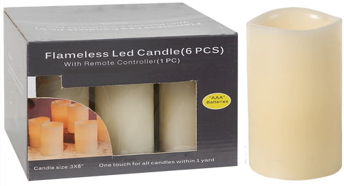 A&B Home Set of 6 Urial Led Candles W/Remote Box Set, Medium, 3 by 6-Inch