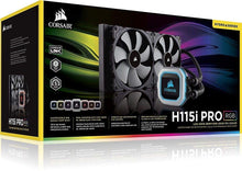 Load image into Gallery viewer, CORSAIR HYDRO Series H115i PRO RGB AIO Liquid CPU Cooler,280mm, Dual ML140 PWM Fans, Intel 115x/2066, AMD AM4