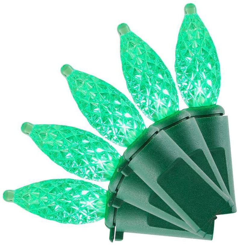 Home Accents Holiday 17.3 ft. 50-Light Green LED Faceted C3 Super Bright Constant-On Light String