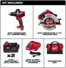 Load image into Gallery viewer, Milwaukee 2992-22 M18 18-Volt Lithium-Ion Brushless Cordless Hammer Drill and Circular Saw Combo Kit (2-Tool) with Two 4.0 Ah Batteries