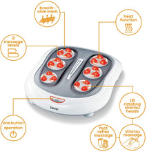 Load image into Gallery viewer, Beurer FM60 Shiatsu Foot Massager | For tired feet and legs | Reflexology to improve blood circulation | Heat function for warm feet | 18 Shiatsu massage heads and 2 massage levels | Height adjustable