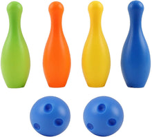 Load image into Gallery viewer, Vokodo Toy Bowling Set For Toddlers 12 Pieces Includes 10 Pins 2 Balls And Carrying Case Safe Educational Early Learning Colorful Active Play Sport Game Perfect Gift For Preschool Children Boys Girls