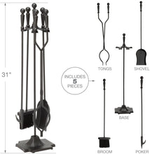 Load image into Gallery viewer, Uniflame 5-Piece Fireset with Ball Handles, Black