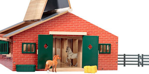Breyer Stablemates Deluxe Horse Stable Set | 19 Piece Play Set with 2 Horses | 28" x 16" x 8.5" | 1:32 Scale | Model #59209,Multicolor