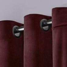 Load image into Gallery viewer, Exclusive Home Curtains Velvet Heavyweight Grommet Top Curtain Panel Pair, 54x96, Burgundy, 2 Count