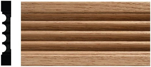 15/32 in. x 3 in. x 84 in. Red Oak Fluted Casing Moulding