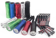 Load image into Gallery viewer, Ozark Trail 6-Led 5 different colors Aluminum Flashlights including 30 AAA Batteries - 10 Pack