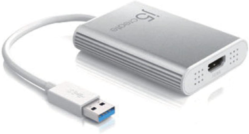 j5create USB 3.0 to 4K HDMI Display Adapter USB 3.0 Male Type-A Connector | HDMI Female Connector | 4K UHD | Resolution Up to 3840 x 2160 @ 30 Hz | Aluminum Housing