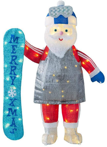 Home Accents Holiday 4 ft Yuletide Lane LED Santa with Snowboard