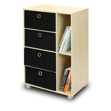 Load image into Gallery viewer, Furinno 11159SBE/BK Multipurpose Storage Cabinet w/4 Bin Drawers, Steam Beech/Black