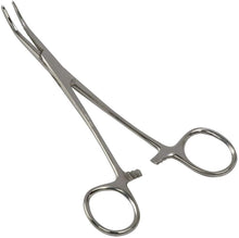 Load image into Gallery viewer, Briggs Precision Kelly Forceps Locking Tweezers Clamp, Silver, Curved, 5-1/2 Inch