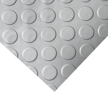 Load image into Gallery viewer, Rubber-Cal Coin Grip Metallic PVC Flooring, Silver, 2.5mm x 4' x 4'