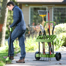 Load image into Gallery viewer, SuperDuty Lawn &amp; Garden Toolbox on Never Flat Wheels &amp; 120 Lb. Capacity Lift Plate-Made in USA - Organize &amp; Store Lawn &amp; Garden Tool Garage Storage Rack &amp; Yard Cart Garden Wheelbarrow Wagon (SD490)