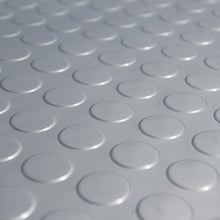 Load image into Gallery viewer, Rubber-Cal Coin Grip Metallic PVC Flooring, Silver, 2.5mm x 4' x 4'