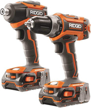 Load image into Gallery viewer, Ridgid R9603 18V Lithium Ion Cordless Brushless Drill Driver and Impact Driver Combo Kit (2 x 1.5 Amp Hour Batteries, 18V Battery Charger, and Case Included)
