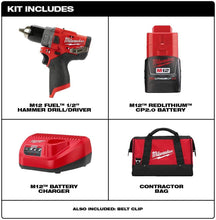 Load image into Gallery viewer, Milwaukee 2504-21 M12 FUEL CP Brushless Lithium-Ion 1/2 in. Cordless Hammer Drill Driver Kit (2 Ah)