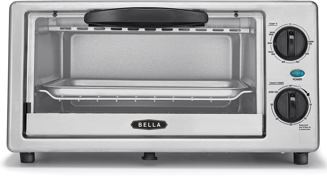 BELLA 4 Slice Countertop Toaster Oven, 1000 Watt Quartz Element