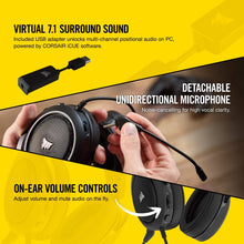 Load image into Gallery viewer, Corsair HS60 – 7.1 Virtual Surround Sound PC Gaming Headset w/USB DAC - Discord Certified Headphones – Compatible with Xbox One, PS4, and Nintendo Switch – Carbon