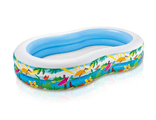 Load image into Gallery viewer, Kids-Inflatable-Pool. This Small Portable Kiddie Blow Up Above Ground Swimming Pool is Great for Children, Toddlers to Have Outdoor Water Fun with Floats, Toys. Paradise Lagoon Lounge.