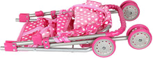 Load image into Gallery viewer, Pink &amp; White Polka Dots Foldable Doll Stroller With Hood