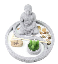 Load image into Gallery viewer, Tabletop Buddha Zen Garden Rock Rake Sand Cactus Candle Holder Home Decor Gift