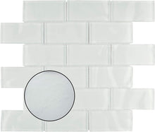 Load image into Gallery viewer, SomerTile GITTRPSW Sierra Glass Mosaic Wall Tile, 11.75" x 11.75", Ripple White/Clear, Pack of 10