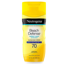 Load image into Gallery viewer, Neutrogena Beach Defense Water Resistant Sunscreen Body Lotion with Broad Spectrum SPF 70, Oil-Free and Fast-Absorbing, 6.7 oz