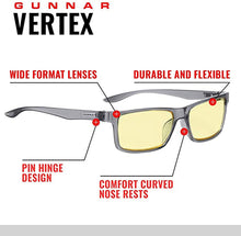 Load image into Gallery viewer, Gaming Glasses | Blue Light Blocking Glasses | Vertex/Onyx by Gunnar | 35% Blue Light Protection, 100% UV Light, Anti-Reflective to Protect &amp; Reduce Eye Strain &amp; Dryness
