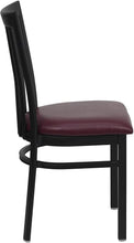 Load image into Gallery viewer, Flash Furniture HERCULES Series Black School House Back Metal Restaurant Chair - Vinyl Seat