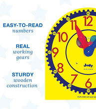 Load image into Gallery viewer, Carson Dellosa Judy Clock—Teaching Kids to Tell Time, Color-Coded Hour and Minute Hands, Toy Clock with Metal Stand, Classroom or Homeschool (13&quot; x 12&quot;)