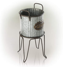 Load image into Gallery viewer, Alpine Corporation Small Metal Outdoor Flower Planter with Stand - Garden Tin - Outdoor Yard Décor
