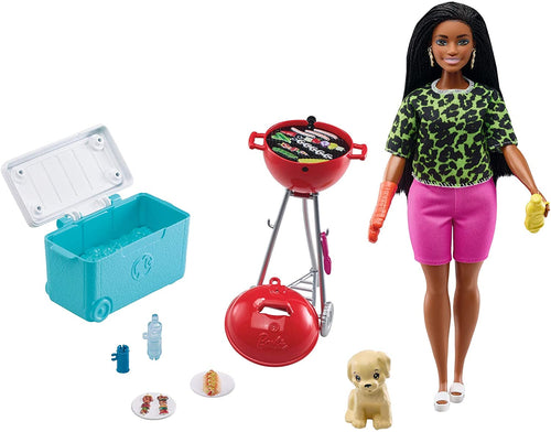 Barbie Mini Playset with Themed Accessories and Pet, BBQ Theme with Scented Grill, Gift for 3 to 7 Year Olds (GRG76)