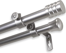 Load image into Gallery viewer, Lee Double Curtain Rod 28-48 inch - Satin Nickel