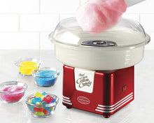 Load image into Gallery viewer, Nostalgia CLCM8AQ Classic Retro Hard and Sugar Free Countertop Cotton Candy Maker, Includes 2 Reusable Cones And Scoop