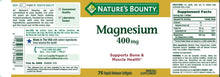 Load image into Gallery viewer, Nature's Bounty Magnesium 400 mg, 75 Softgels