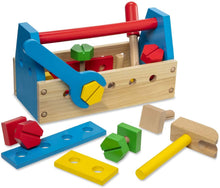 Load image into Gallery viewer, Melissa &amp; Doug Jumbo Wooden Tool Kit Toy Nursery Playroom Décor – Natural (White, Wood, Blue-Gray, Great Gift for Girls and Boys
