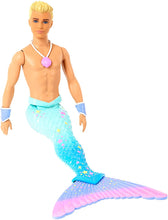 Load image into Gallery viewer, Barbie Dreamtopia Merman Doll, Approx. 12-Inch with Blue Rainbow Tail and Blonde Hair, for 3 to 7 Year Olds