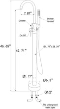 Load image into Gallery viewer, AKDY 47&quot; Multi-Function Brass Made Chrome Finish Floor Mount Tub Filler w/Handheld Shower Wand Bathroom Faucet
