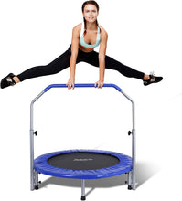 Load image into Gallery viewer, SereneLife Portable &amp; Foldable Trampoline - 40" in-Home Mini Rebounder with Adjustable Handrail, Fitness Body Exercise