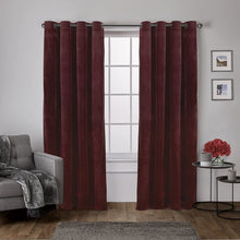 Load image into Gallery viewer, Exclusive Home Curtains Velvet Heavyweight Grommet Top Curtain Panel Pair, 54x96, Burgundy, 2 Count