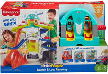 Load image into Gallery viewer, Fisher-Price Little People Launch and Loop Raceway, Vehicle Playset for Toddlers and Preschool Kids